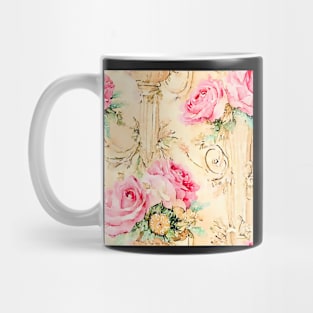 Roses and scrolls watercolor pattern Mug